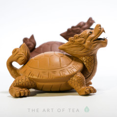 Чайная фигурка Черепаха-дракон, желтый, глина