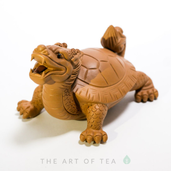 Чайная фигурка Черепаха-дракон, желтый, глина