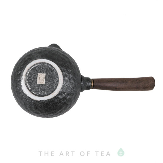 Чайник-чахай с боковой ручкой, черный, глина, дерево, 250 мл