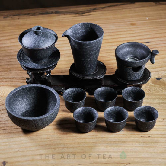 Набор посуды в тайваньском стиле s61, черный, 10 предметов