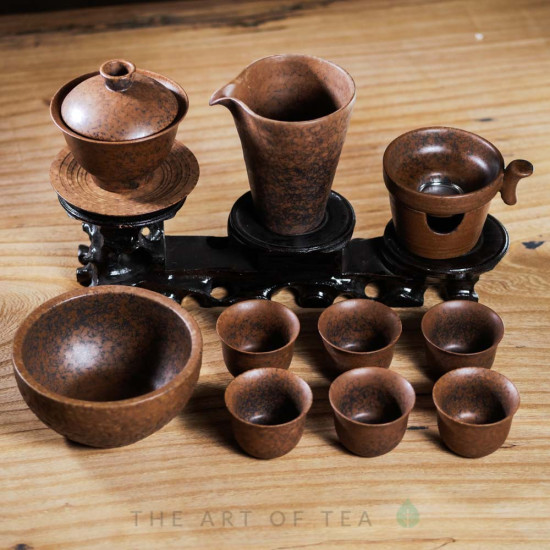 Набор посуды в тайваньском стиле s62, коричневый, 10 предметов
