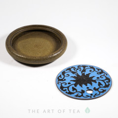 Чайный пруд Голубой цветок, глина, металл, 14 см