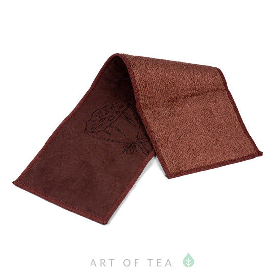 Чайное полотенце Коробочка лотоса, коричневое, 10*37 см