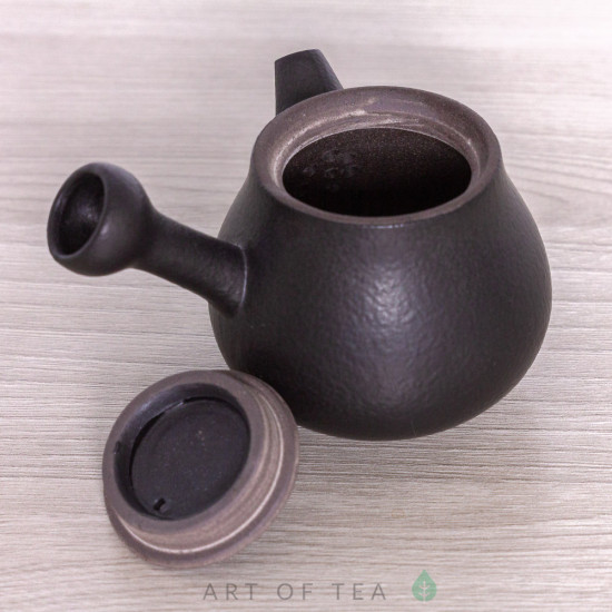 Чайник с боковой ручкой, чёрный матовый, керамика Дэхуа, 75 мл