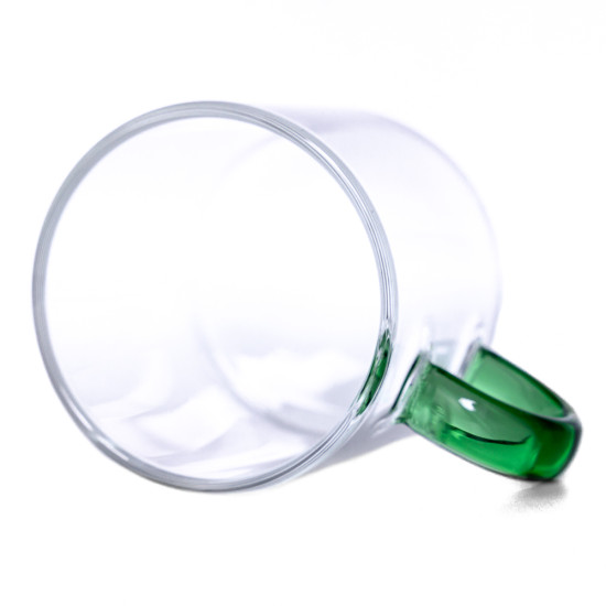 Чашка с зелёной ручкой 1046, стекло, 100 мл
