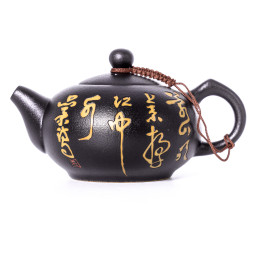 Чайник Черный с иероглифами, керамика, 190 мл