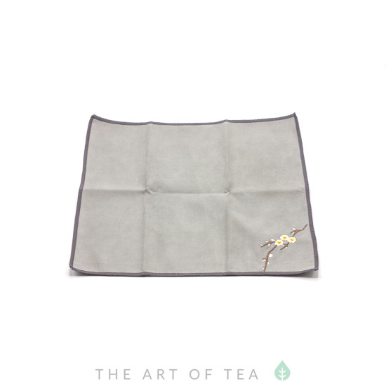 Чайное полотенце Ветка с цветком, серое, 30*30 см