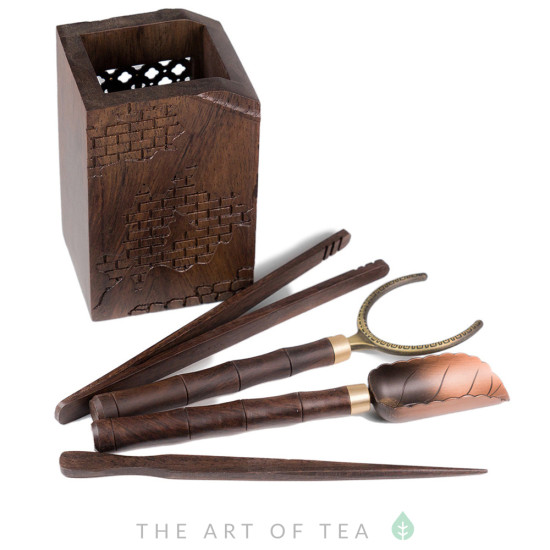 Инструменты для чайной церемонии Лотос #24, тёмное дерево
