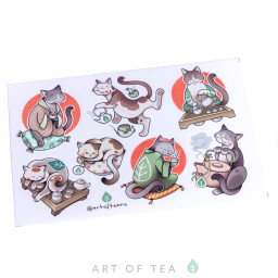 Набор стикеров (стикерпак) "Коты Art of Tea", винил