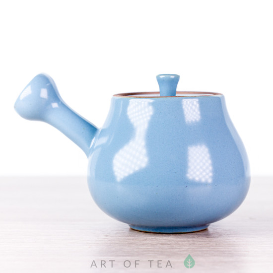Чайник с боковой ручкой, синий, керамика Дэхуа, 75 мл