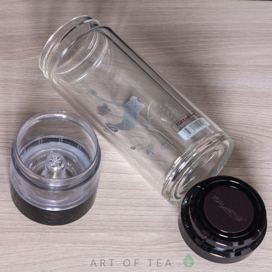 Бутылка заварочная с поворотным механизмом, Лотос, двойное стекло, 400 мл
