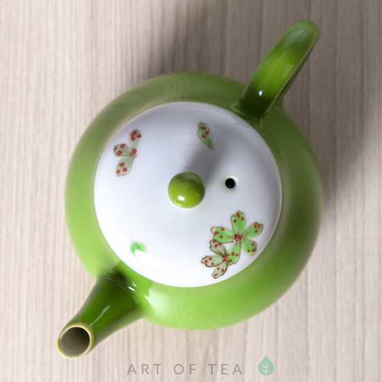 Чайник Зеленый цветок к353, ручная роспись, 160 мл