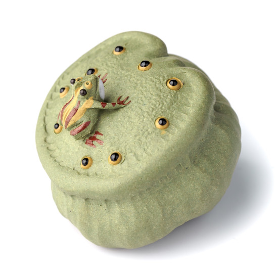Фигурка Лягушка на коробочке лотоса 508, глина, 4 см