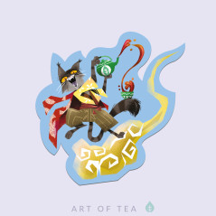 Чайный стикер № 1 «Кот с чайником пуэра», 7 x 7 см