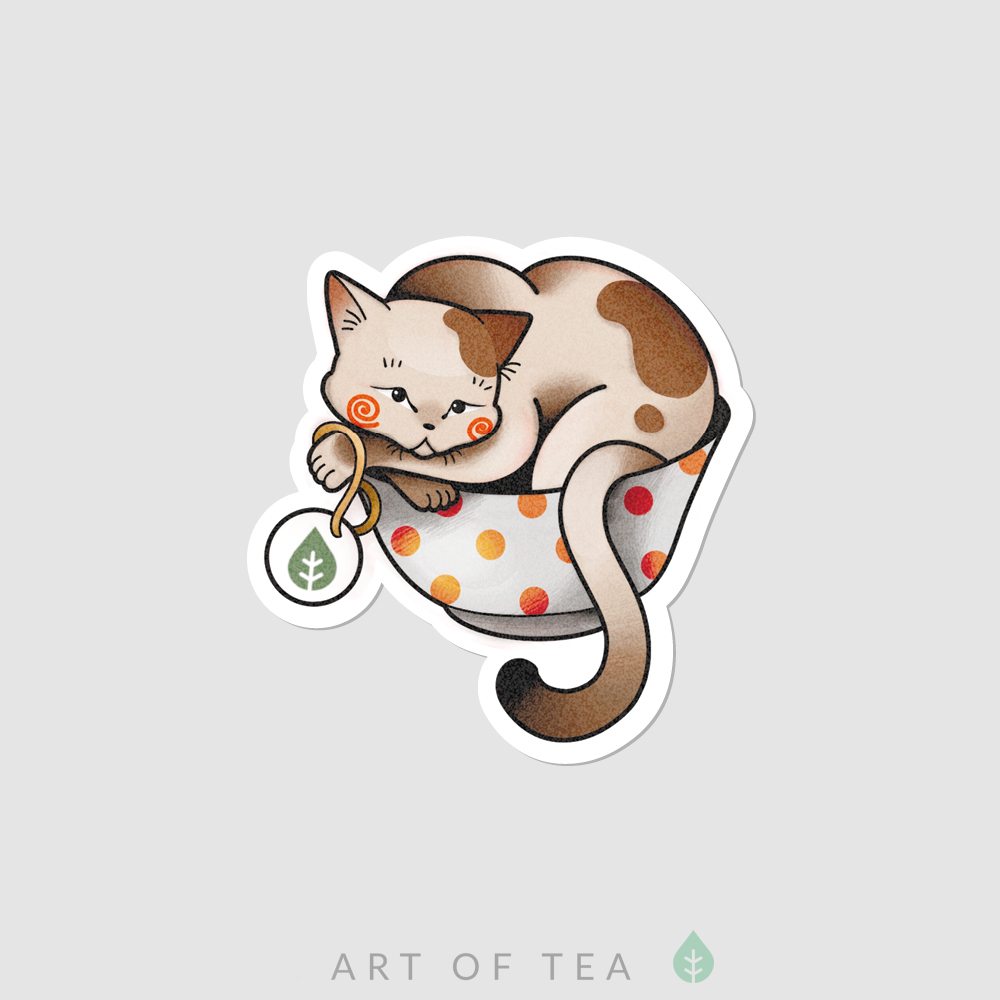 Виниловый стикер Котик в чашке, винил - купить в интернет-магазине Art of  tea