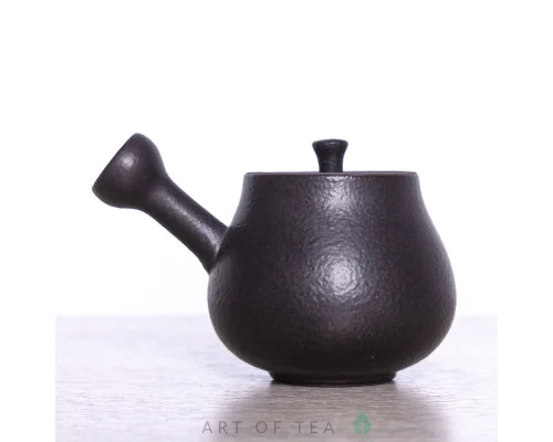 Чайник с боковой ручкой, чёрный матовый, керамика Дэхуа, 75 мл