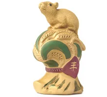 Фигурка Мышка в колосьях 481, глина, 9 см